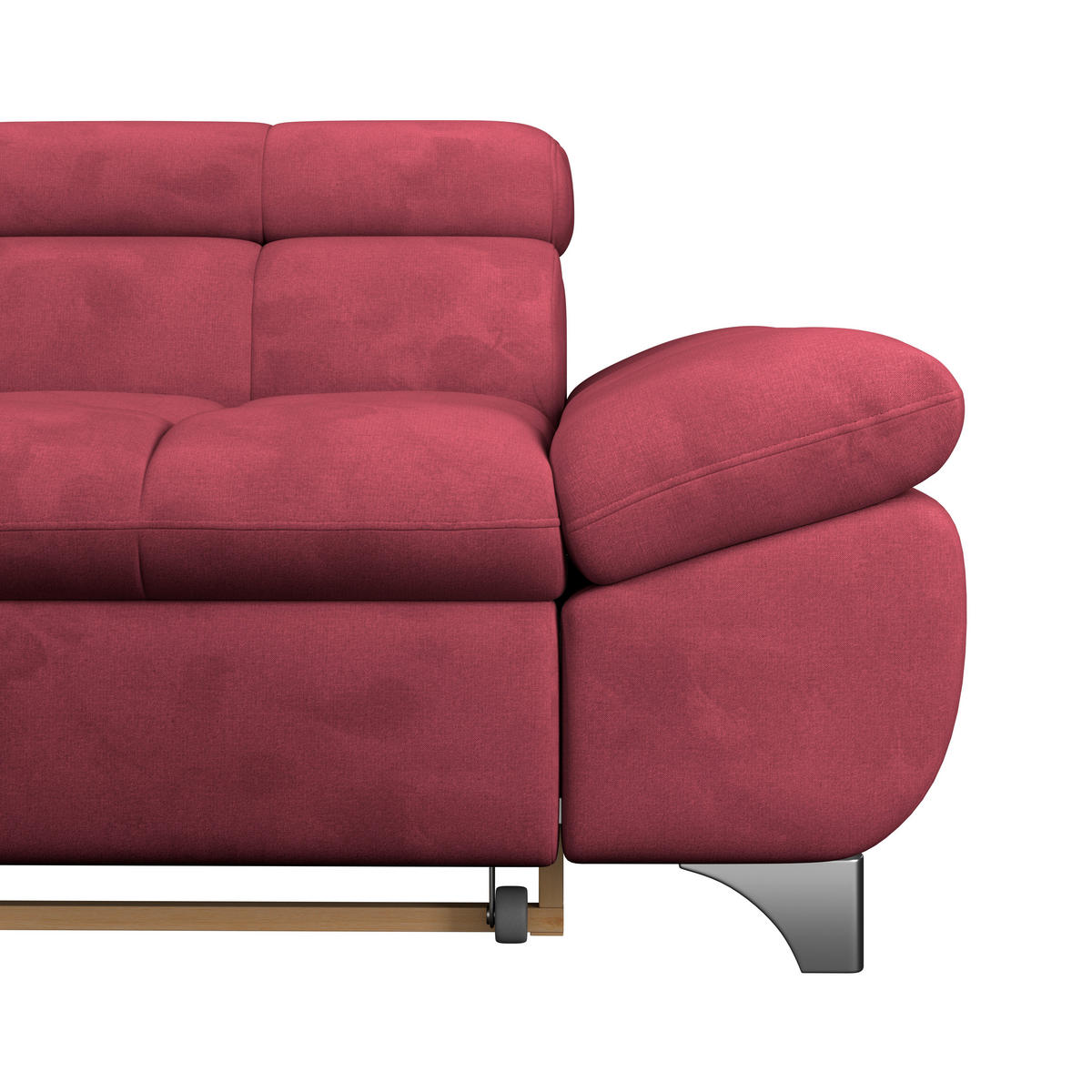 ECKSOFA Rot Chenille  - Chromfarben/Rot, KONVENTIONELL, Textil/Metall (234/312cm) - Livetastic
