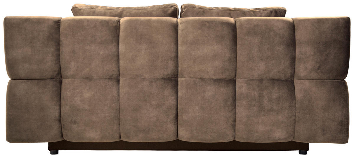 SCHLAFSOFA BOBBIO PLUS Velours Braun  inkl. Rückenkissen, Armlehnenkissen, Stauraum  - Schwarz/Braun, Design, Textil/Metall (204/90/95cm) - MID.YOU