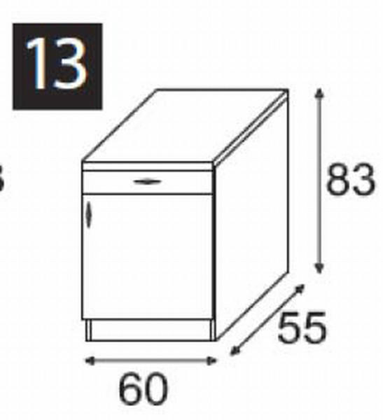 DONJI KUHINJSKI ELEMENT   - sonoma hrast/bela, Dizajnerski, metal/pločasti materijal (60/83/55cm) - Boxxx