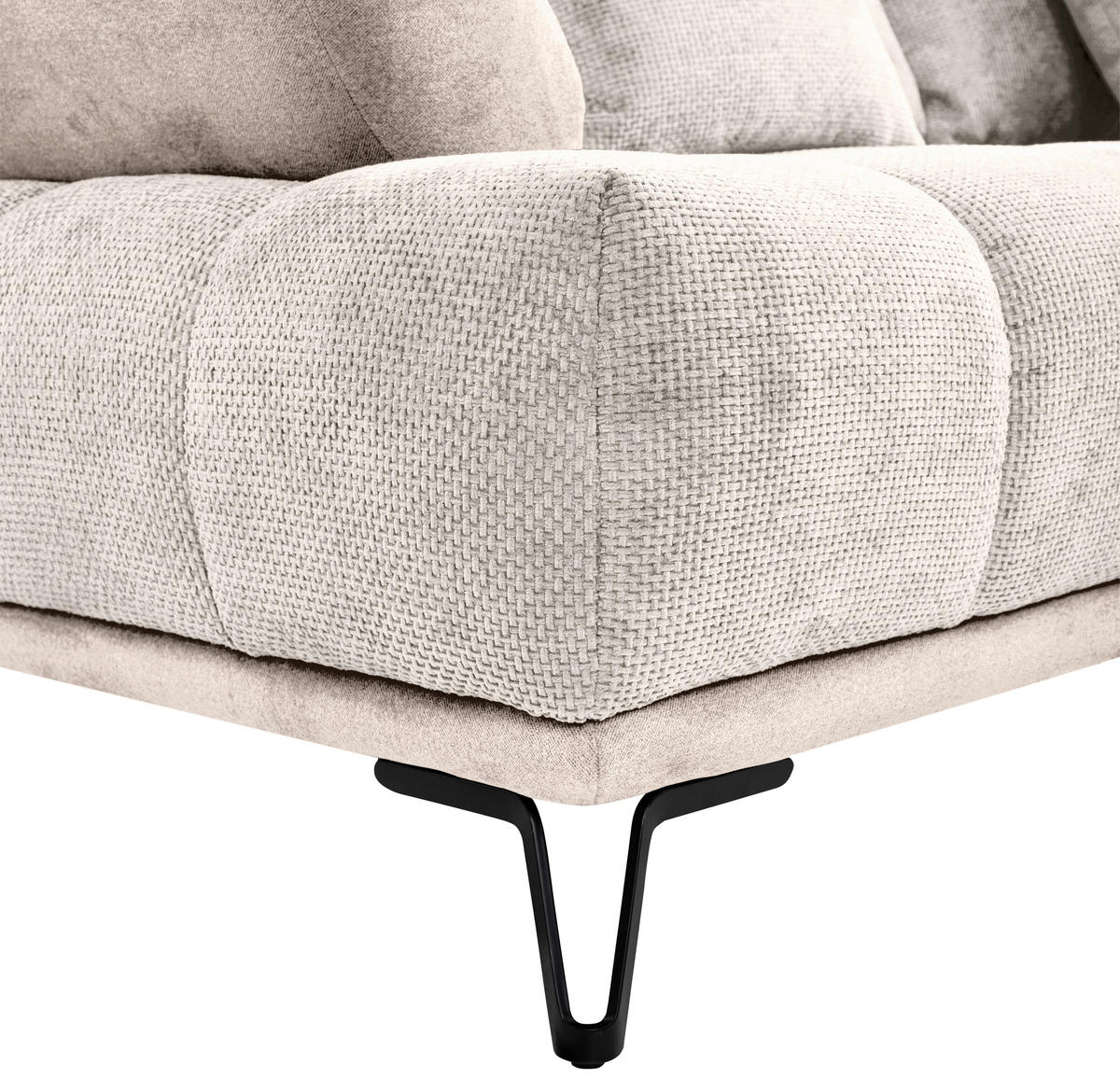 ECKSOFA Beige Chenille Zierkissen, Rückenkissen, Rücken echt  - Beige/Schwarz, MODERN, Textil/Metall (262/184cm) - MID.YOU