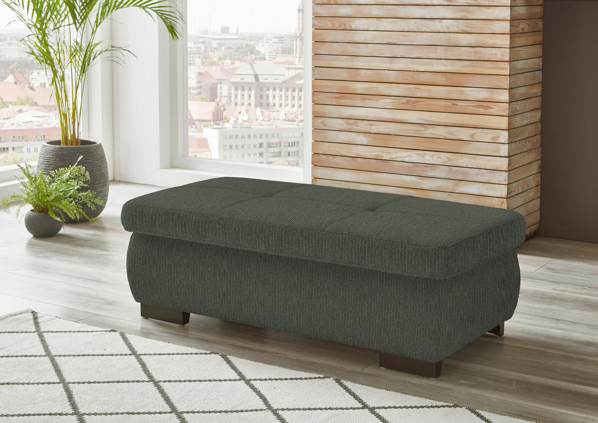 ECKSOFA in Flachgewebe Dunkelgrün  - Dunkelgrün/Schwarz, Design, Textil/Metall (297/174cm) - Beldomo Style