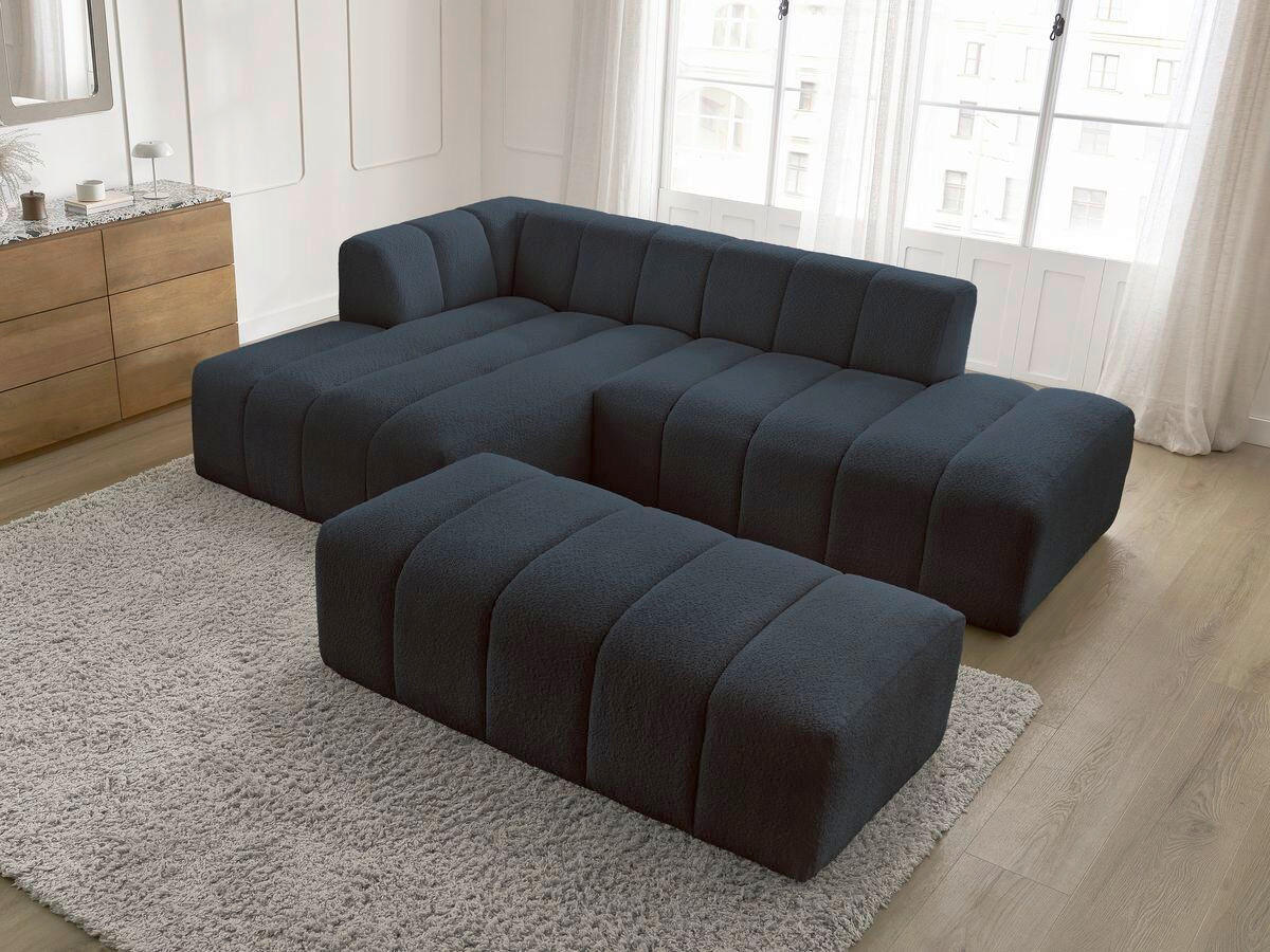 ECKSOFA  ANNECY Dunkelblau Bouclé  - Schwarz/Dunkelblau, MODERN, Kunststoff/Textil (170/262cm)