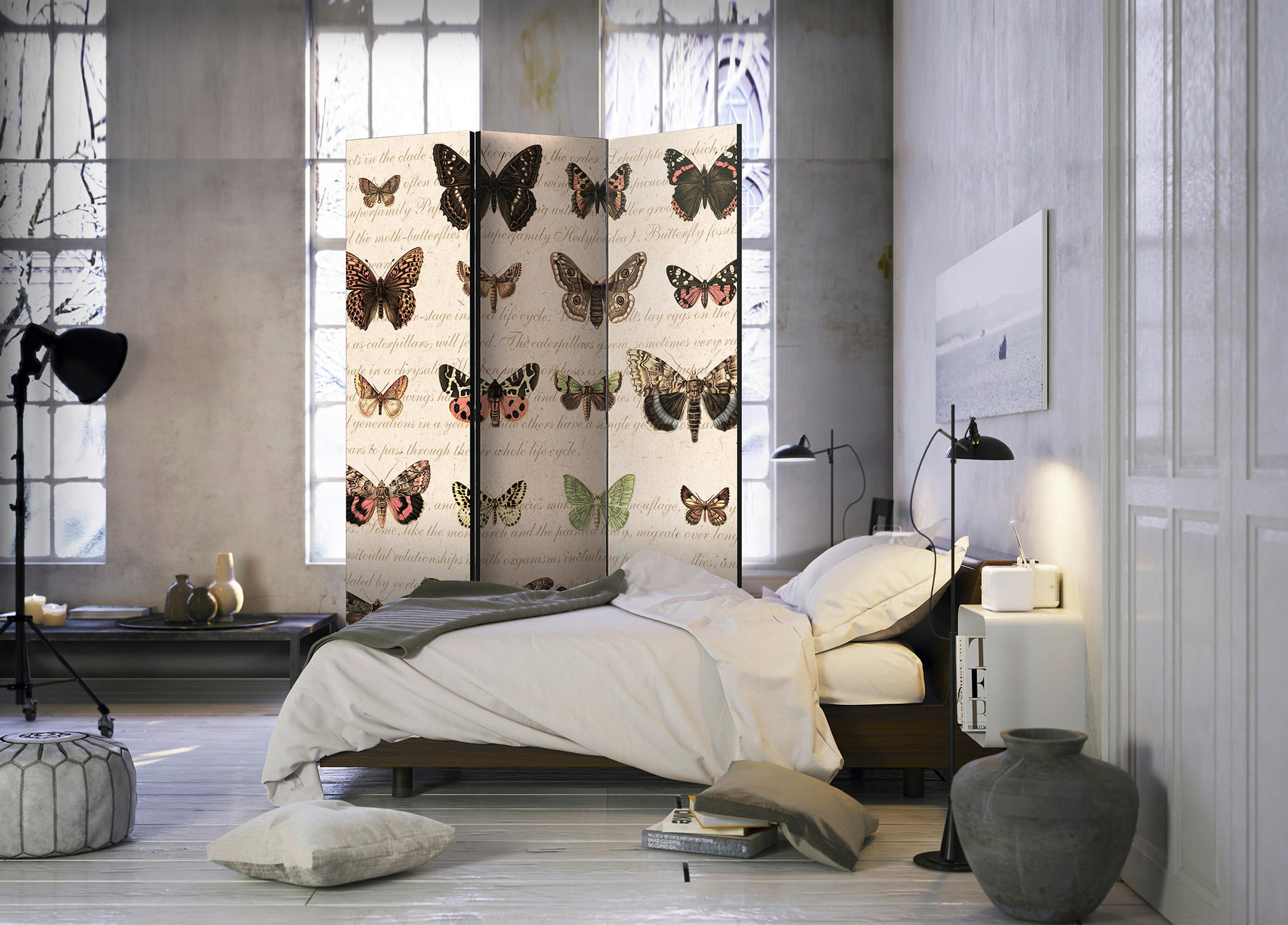 PARAVENT mit 3  Flügel - Beige/Braun, Basics, Holz/Textil (135/172/3cm) - artgeist