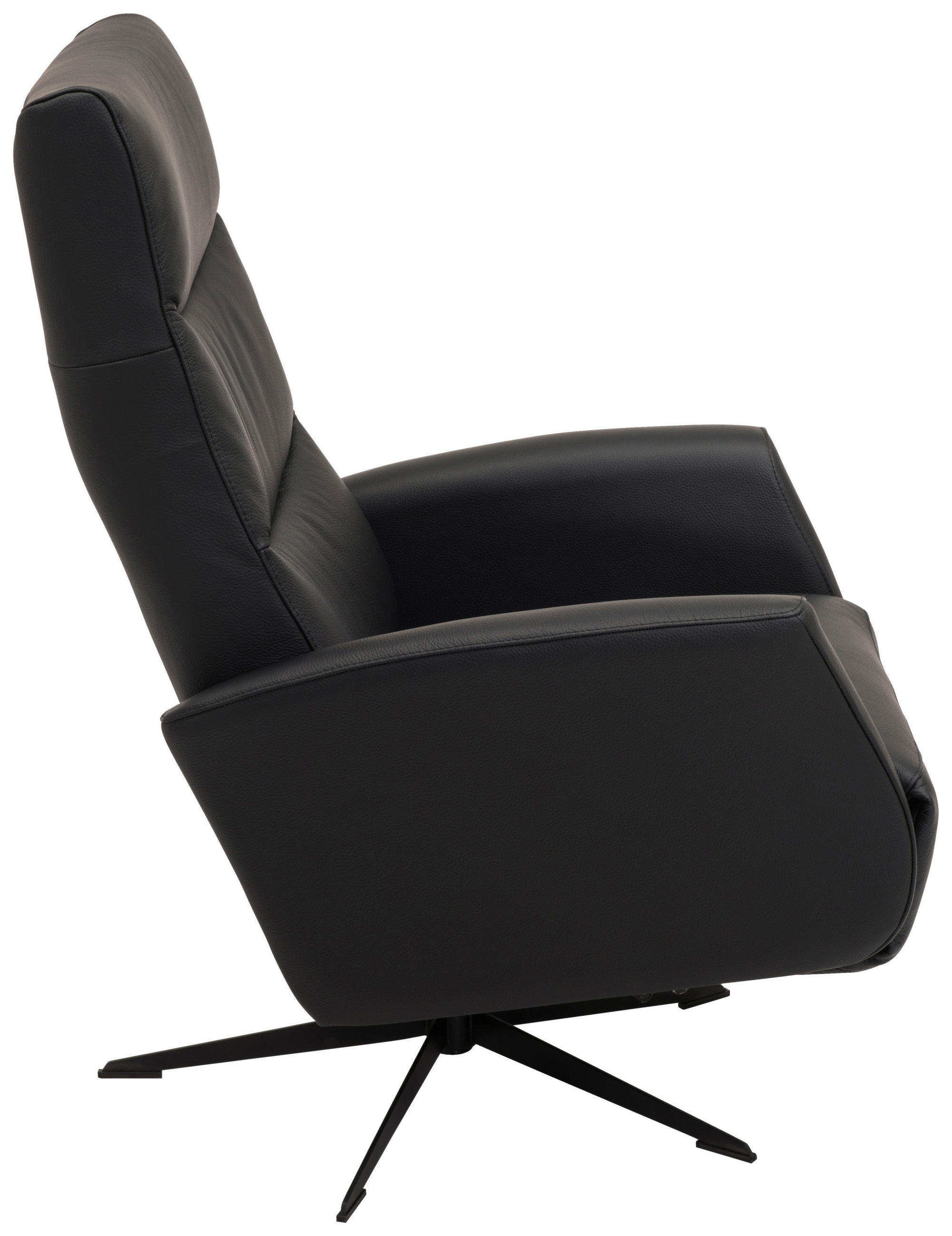 FÅTÖLJ i trä, metall, läder svart  - kromfärg/svart, Design, metall/läder (73/106/82cm) - Welnova