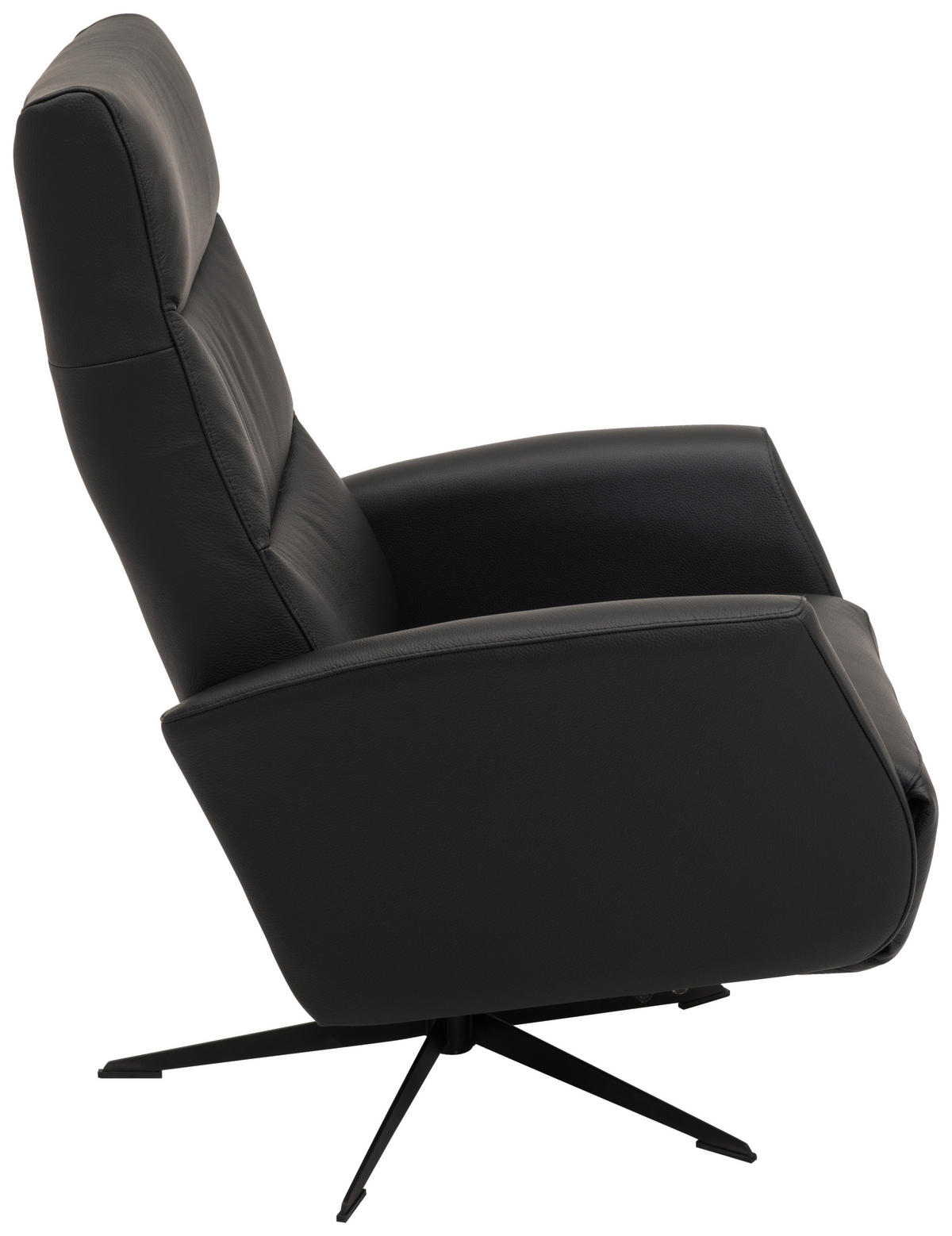 FÅTÖLJ i trä, metall, läder svart  - kromfärg/svart, Design, metall/läder (73/106/82cm) - Welnova