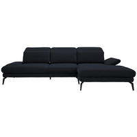 ECKSOFA in Chenille Dunkelblau  - Schwarz/Dunkelblau, Design, Textil/Metall (289/180cm) - Stylife