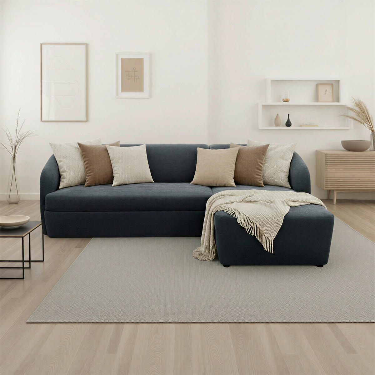 ECKSCHLAFSOFA  100 033 Grau Webstoff  - Taupe/Grau, MODERN, Kunststoff/Textil (230/148-204cm) - Livetastic