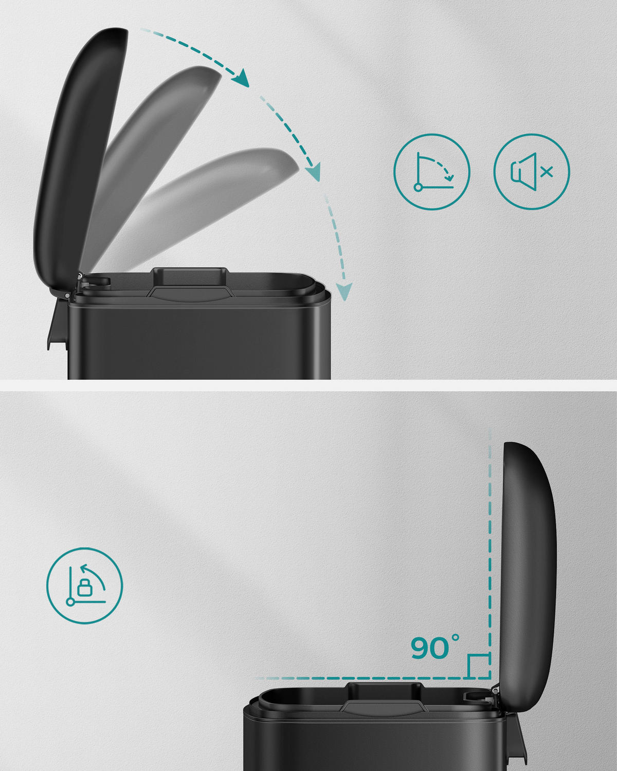 ABFALLSAMMLER 30 l  Metall, Kunststoff  - Schwarz, Basics, Kunststoff/Metall (34,5/61,5/32,5cm)