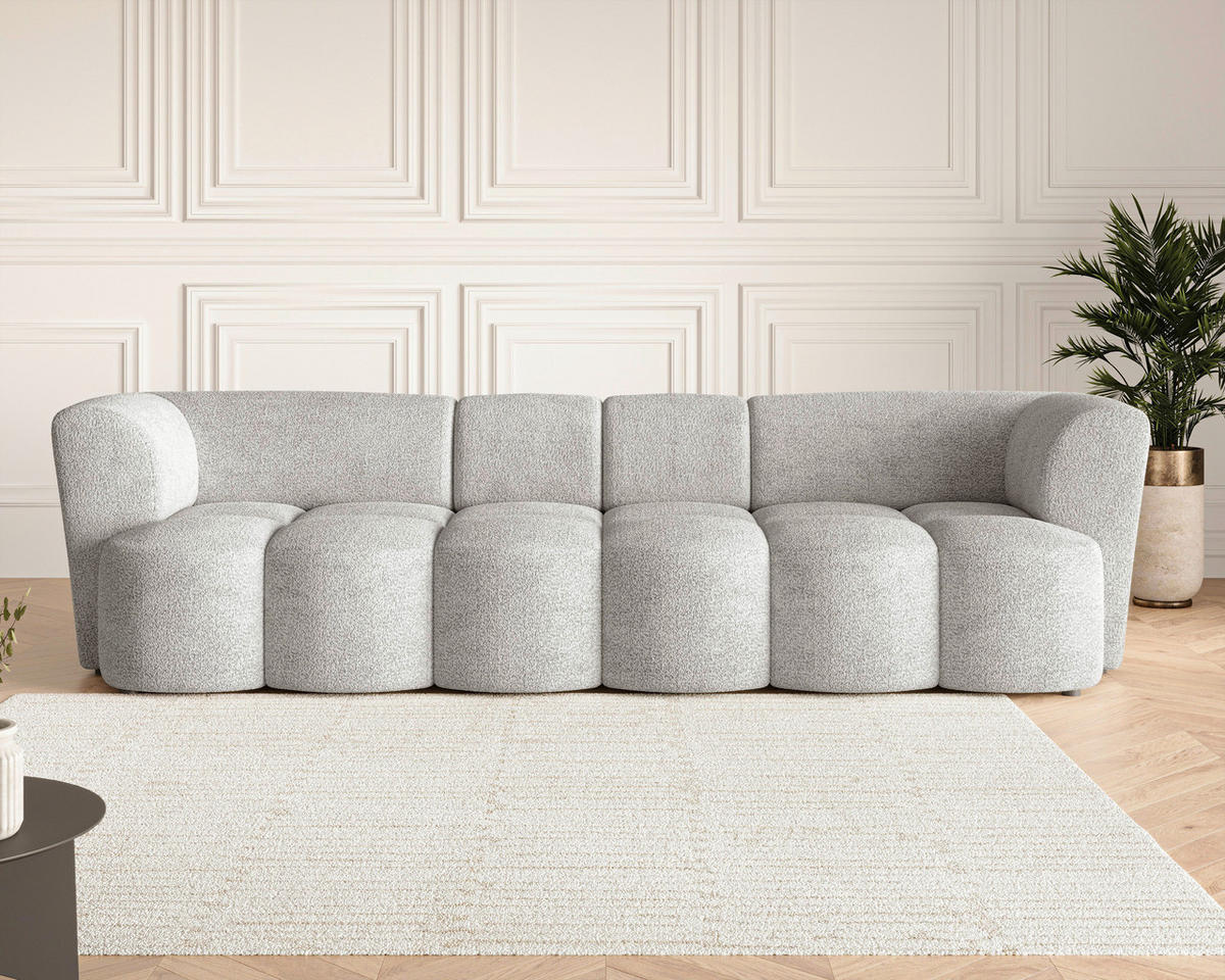 VIERSITZER-SOFA 307/84/107 cm  in Chenille Grau  - Schwarz/Grau, MODERN, Kunststoff/Textil (307/84/107cm) - Milino