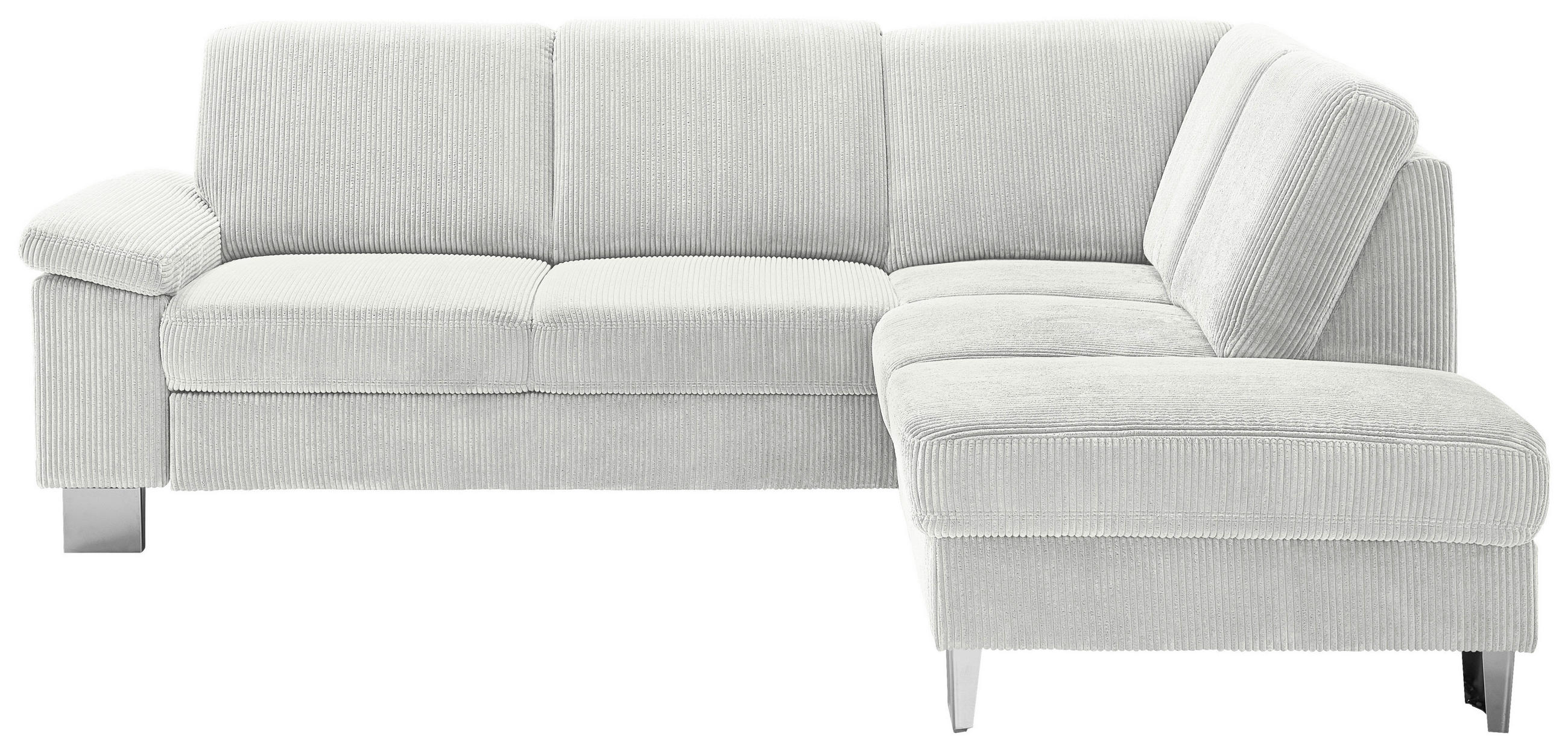 ECKSOFA in Cord Ecru  248/200 cm  - Ecru/Edelstahlfarben, KONVENTIONELL, Textil/Metall (248/200cm) - Beldomo System