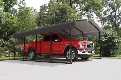 CARPORT 370/260/600 cm Stahl  - Grau, Basics, Metall (370/260/600cm) - Ambia Garden