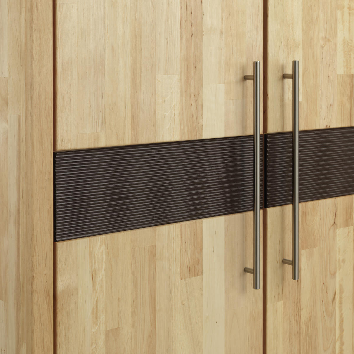 DREHTÜRENSCHRANK 141/215/65 cm 3-türig  - Chromfarben/Erlefarben, Natur, Holz/Metall (141/215/65cm) - Linea Natura