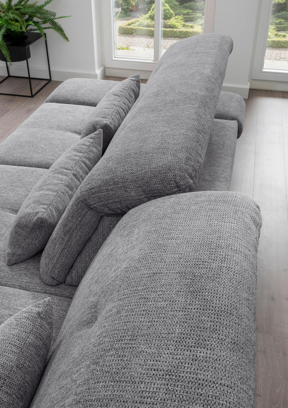 ECKSOFA in Chenille Dunkelgrau  - Chromfarben/Dunkelgrau, Modern, Textil/Metall (280/254cm) - Livetastic