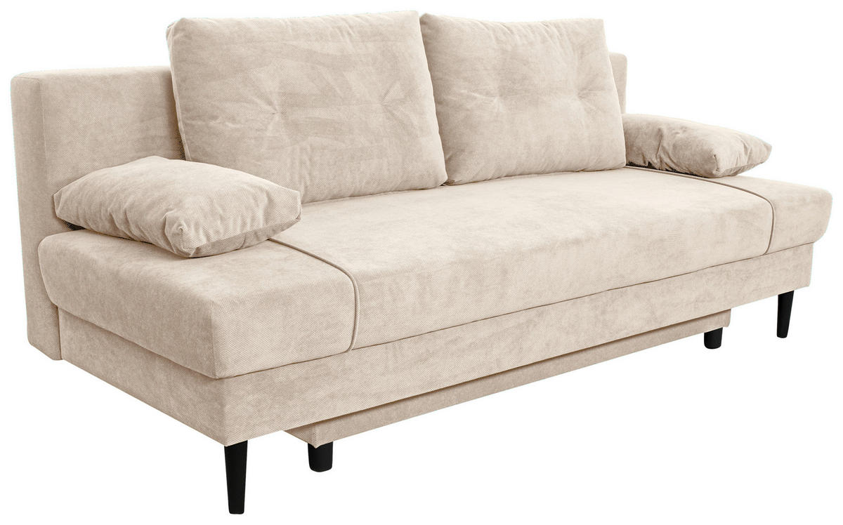 SCHLAFSOFA Webstoff Creme  - Creme/Schwarz, KONVENTIONELL, Holz/Kunststoff (199/88/88cm) - Carryhome