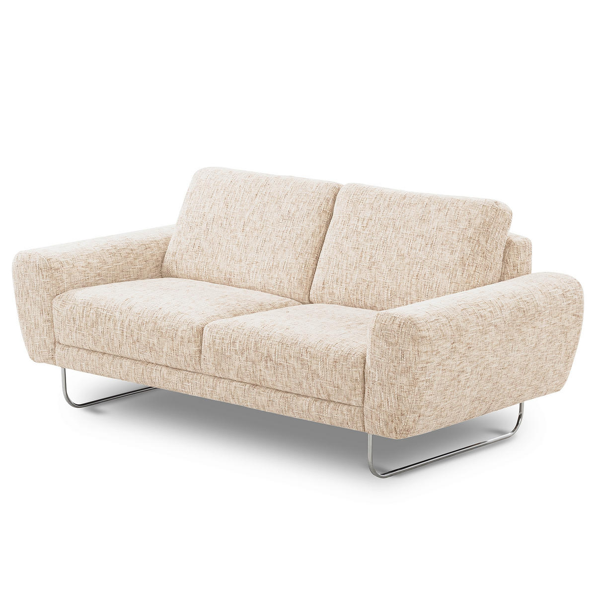 2-SITZER-SOFA SPRING in Webstoff Beige Modern  - Chromfarben/Beige, Design, Textil/Metall (157/85/92cm) - Livetastic