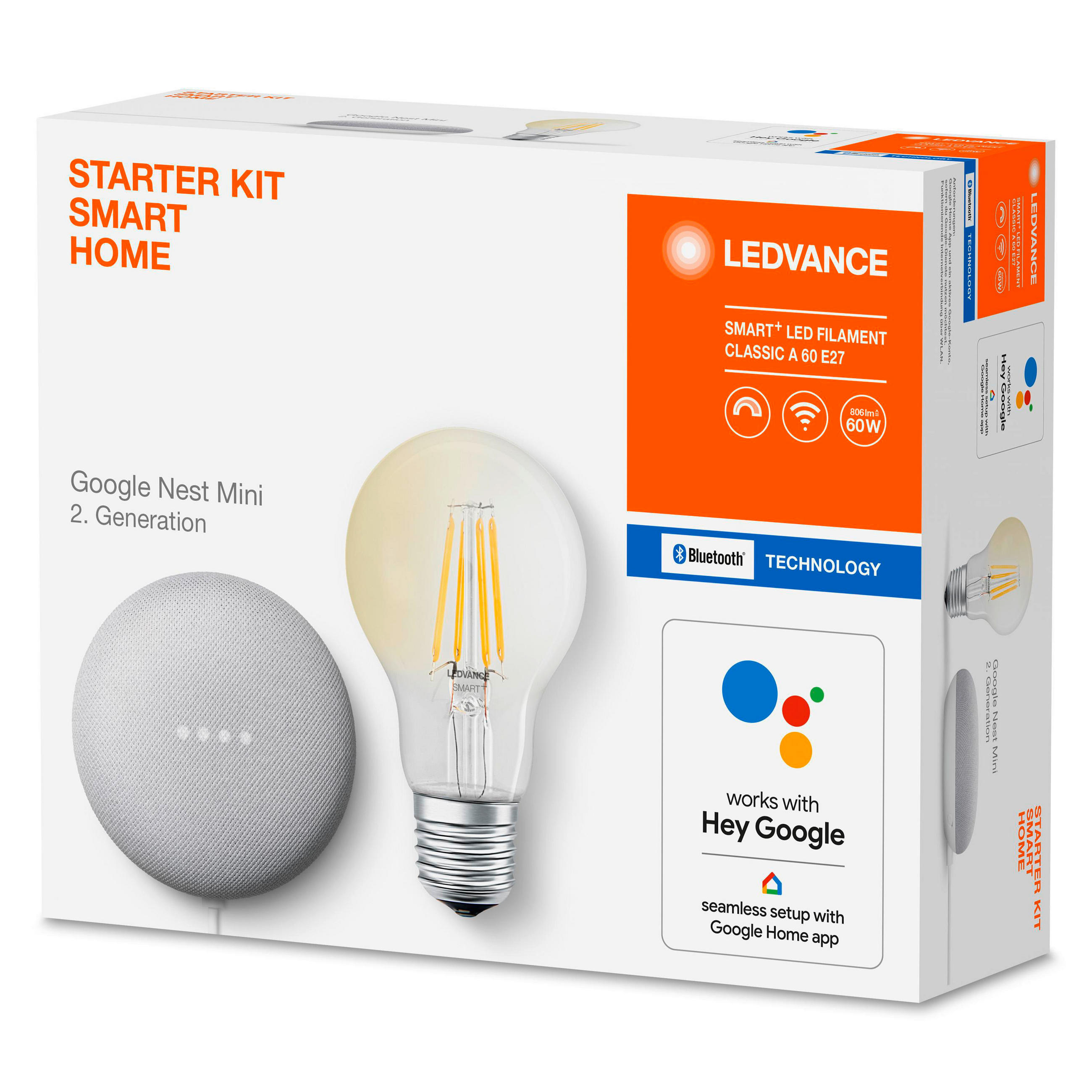 GOOGLENEST CH DACH CLA60FILBT   E27 1 + 1 Stück  - Weiß, Basics, Kunststoff/Metall - Ledvance