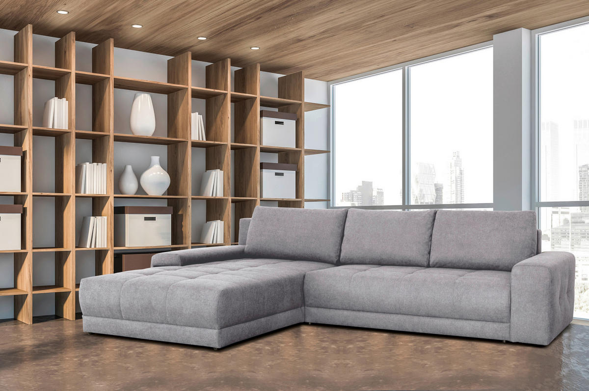 ECKSOFA Grau Webstoff  - Anthrazit/Grau, MODERN, Textil (213/308cm) - MID.YOU