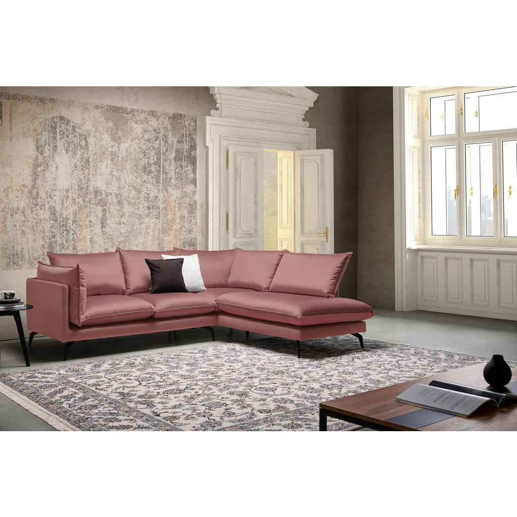 Thumbnail - Carryhome Ecksofa, Altrosa, Textil, 5-Sitzer, Füllung: Schaumstoff, Silikon, Ottomane rechts, L-Form, 241x200 cm, Made i...