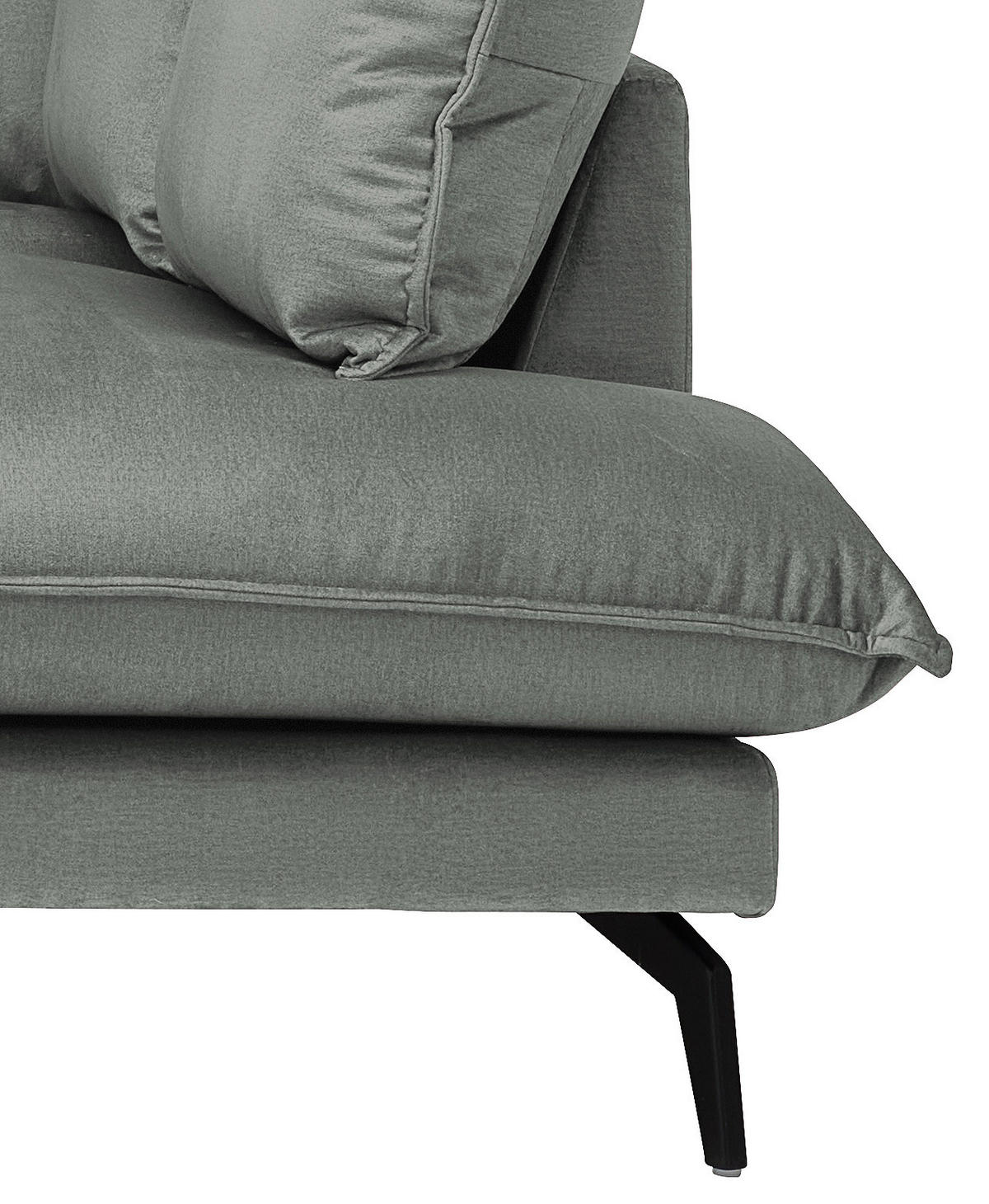 HÖRNSOFFA i sammet grå  - svart/grå, Design, metall/textil (241/200cm) - Carryhome