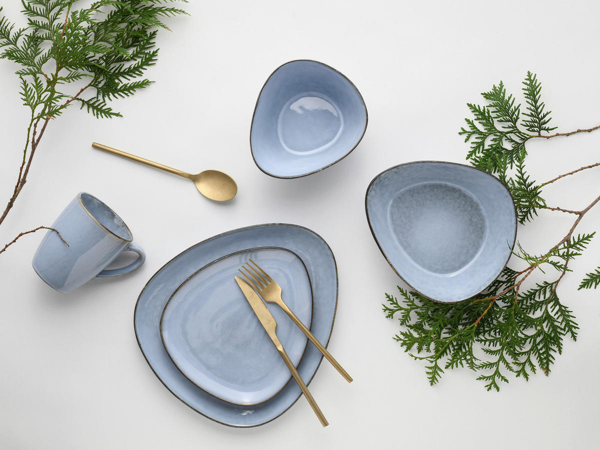 KOMBISERVICE Pastellblau Cloudy 10-teilig 2 Personen  - Pastellblau, Basics, Keramik - Creatable