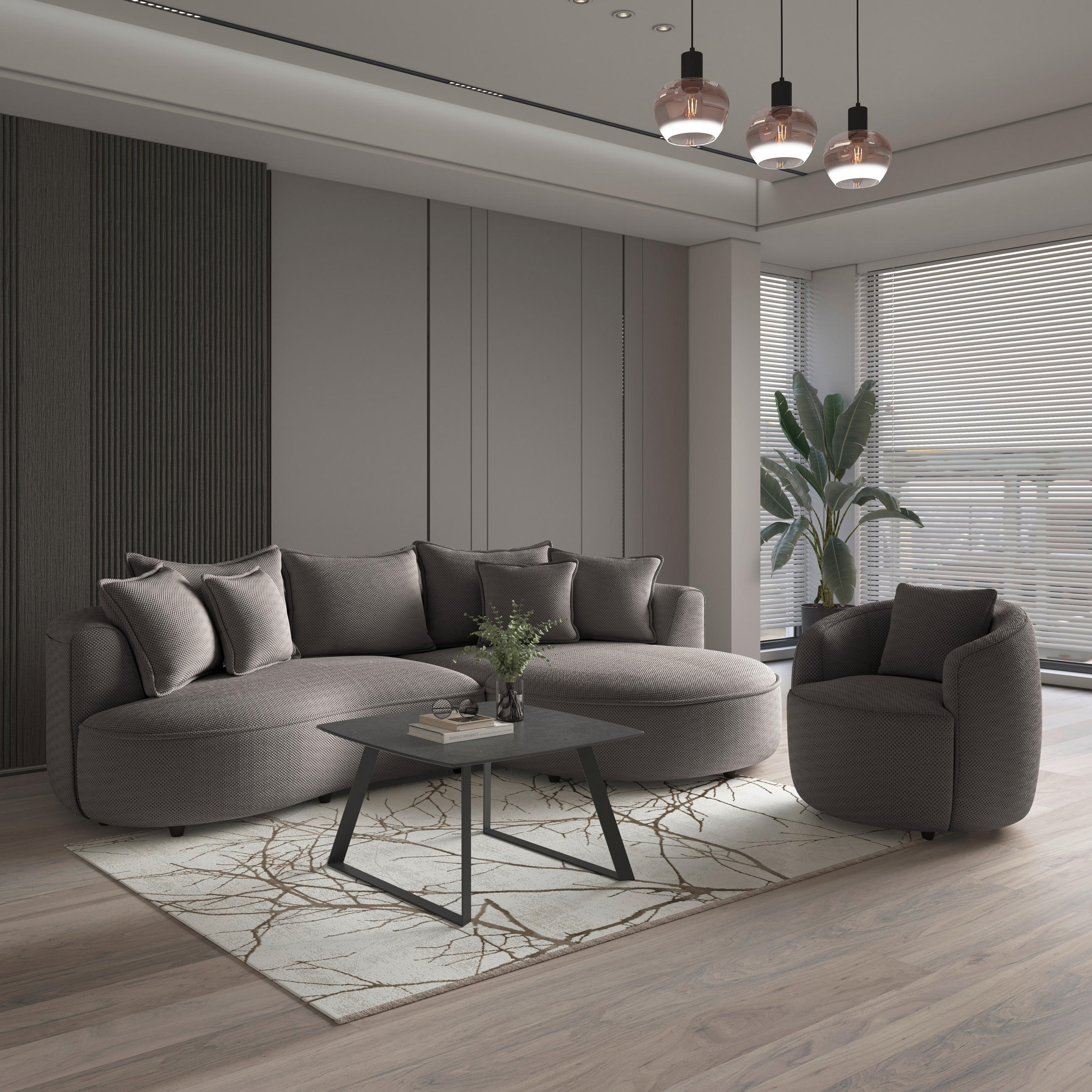 SESSEL in Velours, Struktur Cappuccino  - Schwarz/Cappuccino, Modern, Kunststoff/Textil (81/74/81cm) - Livetastic