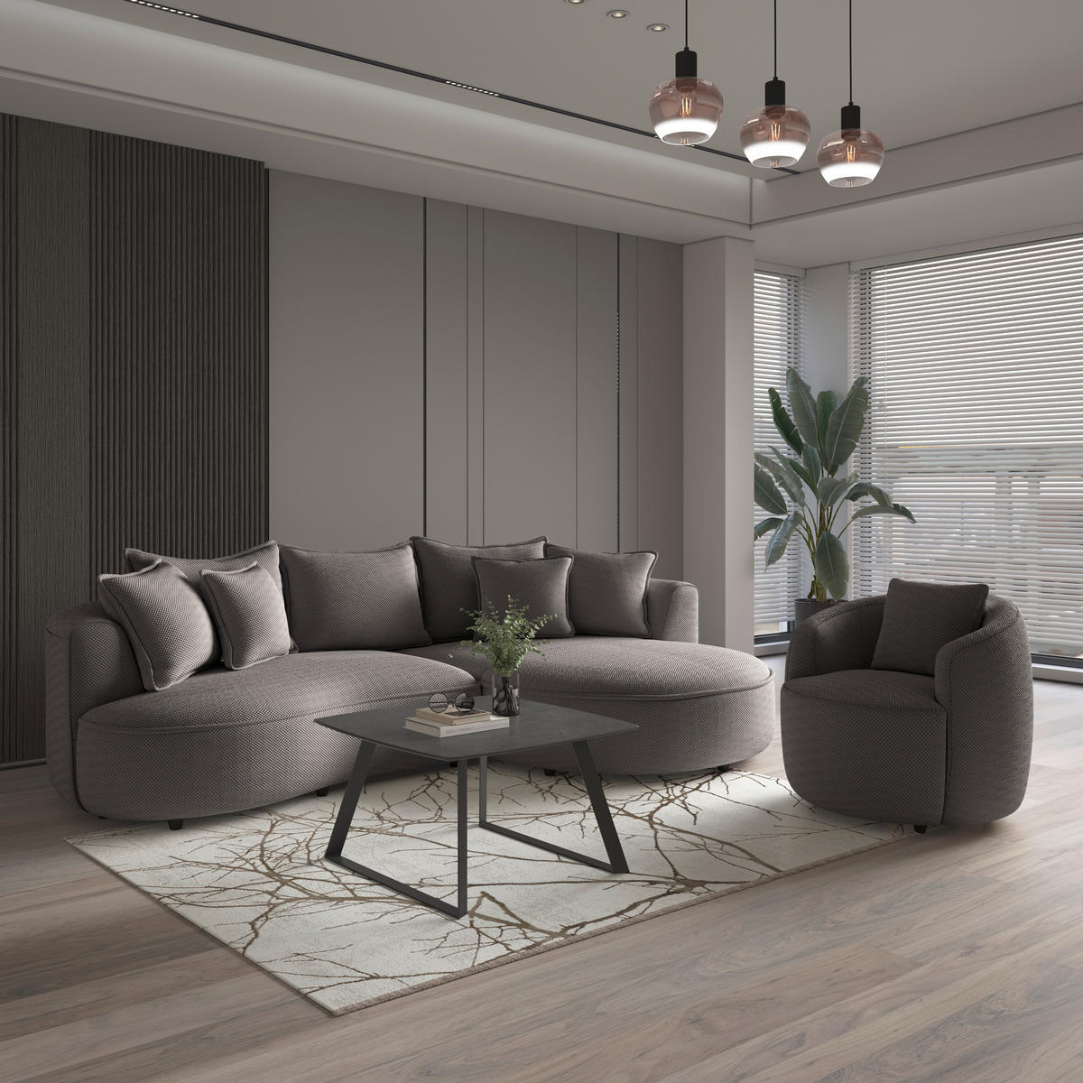 SESSEL in Velours, Struktur Cappuccino  - Schwarz/Cappuccino, MODERN, Kunststoff/Textil (81/74/81cm) - Livetastic