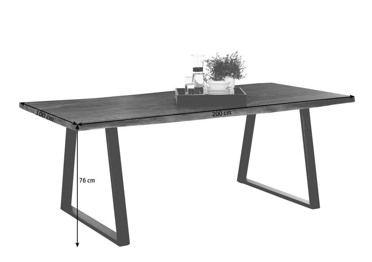 JEDILNA MIZA, masivno indijski rožni les črna, barve indijskega rožnega lesa  - črna/barve indijskega rožnega lesa, Trendi, kovina/les (200/76/100cm) - Carryhome