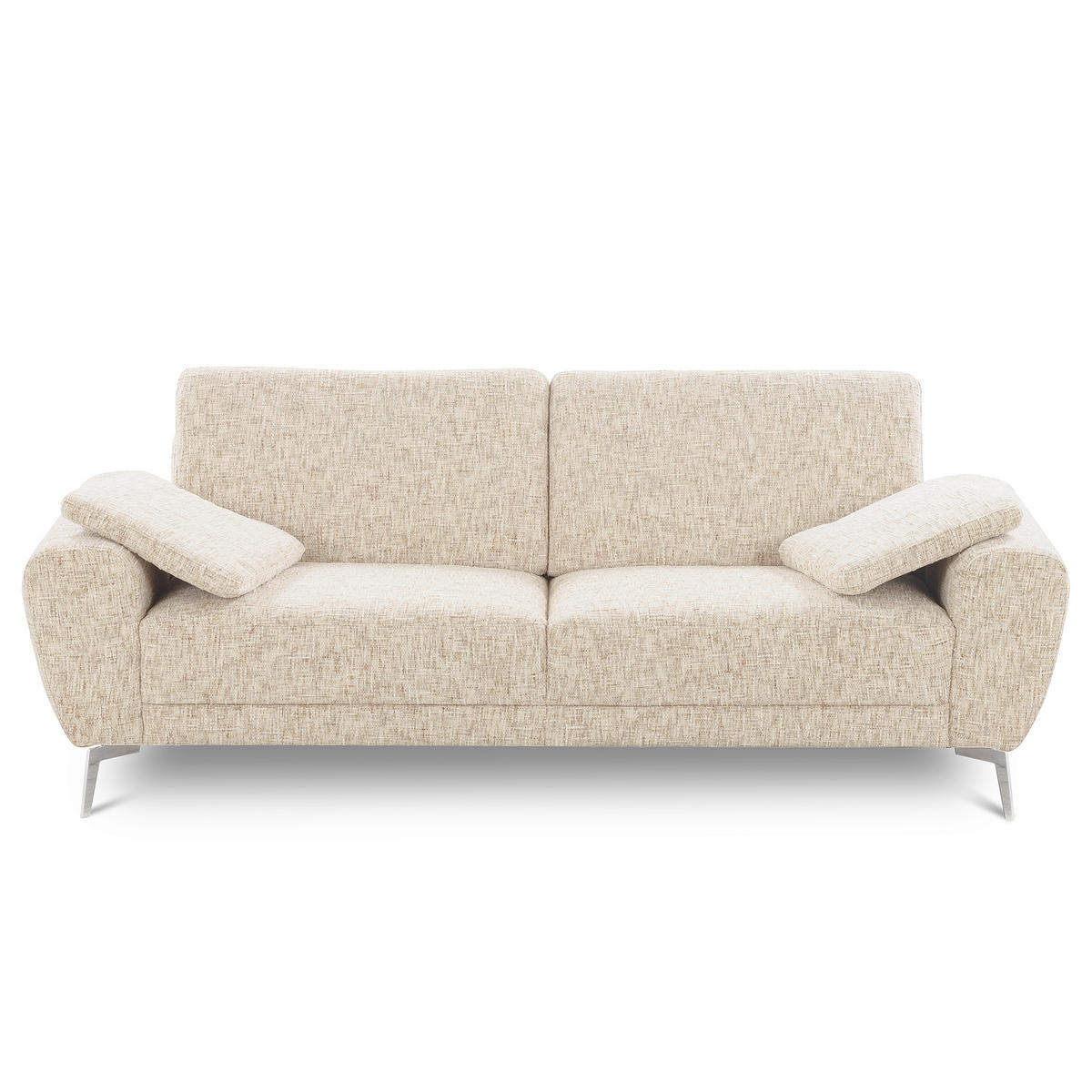 3-SITZER-SOFA SPRING in Webstoff Beige Modern  - Chromfarben/Beige, Design, Textil/Metall (187/85/92cm) - Livetastic