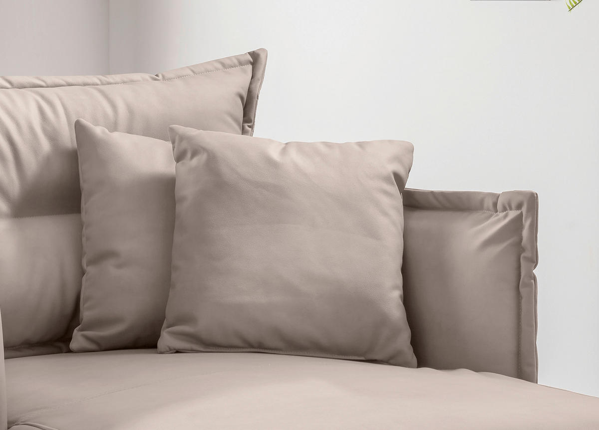XXL-SESSEL in Lederlook Beige  - Beige/Schwarz, Modern, Textil/Metall (111/101/167cm) - Livetastic