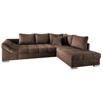 ECKSCHLAFSOFA  in Mikrofaser Braun  - Silberfarben/Braun, Design, Holz/Textil (298/202cm) - MID.YOU