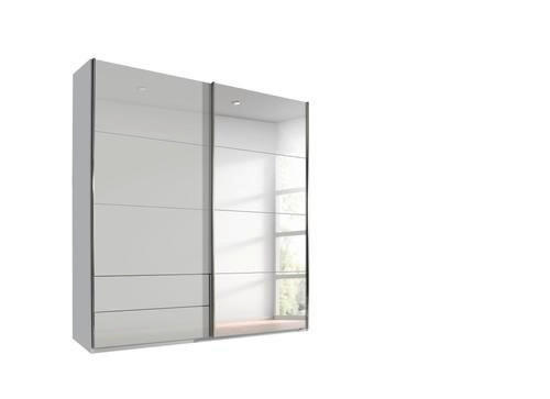 SCHWEBETÜRENSCHRANK 2-türig Hellgrau  - Chromfarben/Hellgrau, KONVENTIONELL, Glas/Holzwerkstoff (181/229/62cm) - Xora