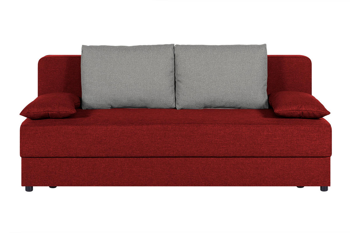 SCHLAFSOFA  mit Liegefunktion, Rücken echt Rot  - Rot, Design, Textil (193/82/80cm) - P & B