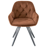 ARMLEHNSTUHL  in Eisen Samt  - Schwarz/Braun, LIFESTYLE, Holz/Textil (61/82/62cm) - Livetastic