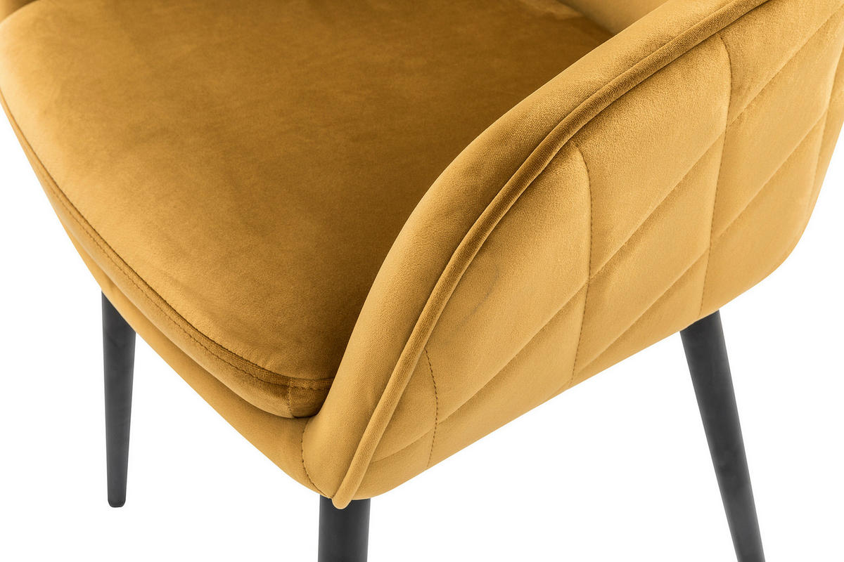 ARMLEHNSTUHL  in Samt  - Senfgelb/Schwarz, MODERN, Textil/Metall (61/85/60cm) - Livetastic