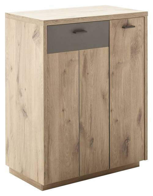 SCHUHSCHRANK Grau, Eichefarben  - Eichefarben/Anthrazit, Design, Holzwerkstoff/Metall (70/90/38cm) - Voleo
