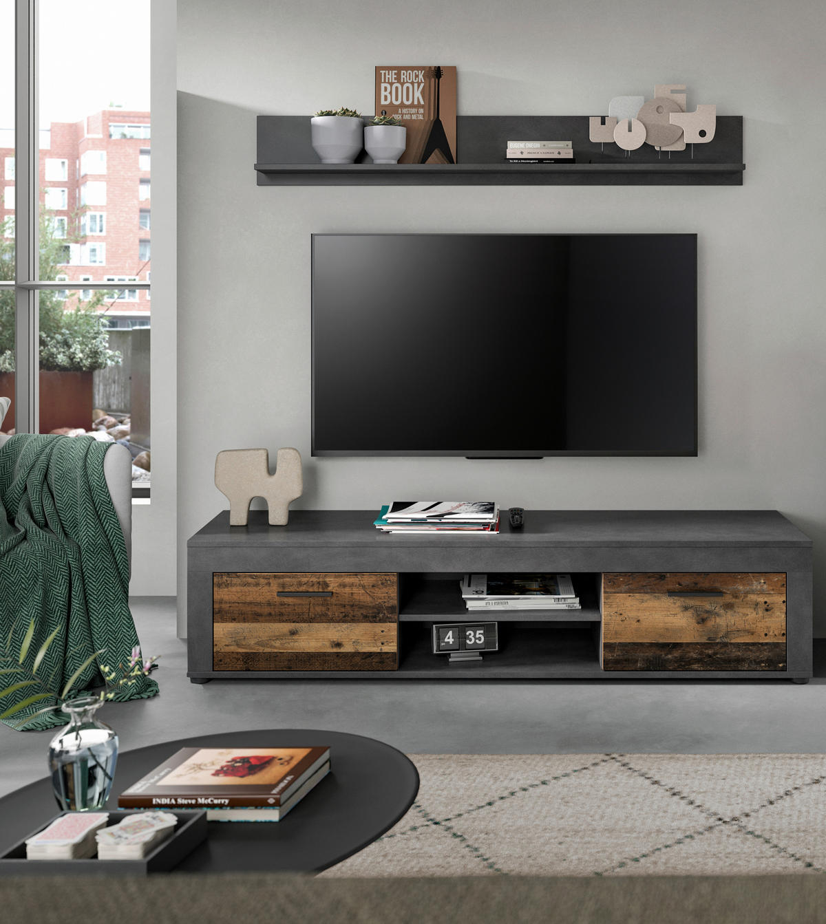 TV-BÄNK 160/37/40 cm  - svart/antracit, Design, trämaterial/plast (160/37/40cm) - MID.YOU
