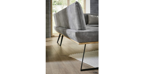 ECKBANK 223/183 cm  in Schwarz, Eichefarben, Graubraun  - Eichefarben/Graubraun, Design, Holz/Textil (223/183cm) - Voleo