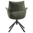 ARMLEHNSTUHL  in Stahl Chenille, Flachgewebe  - Schwarz/Olivgrün, Design, Textil/Metall (67/87/65cm) - Novel