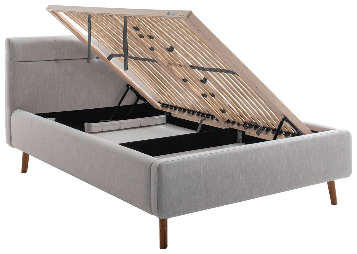 POLSTERBETT 140/200 cm  in Hellgrau  - Eichefarben/Birkefarben, Konventionell, Holz/Textil (140/200cm) - Boxxx