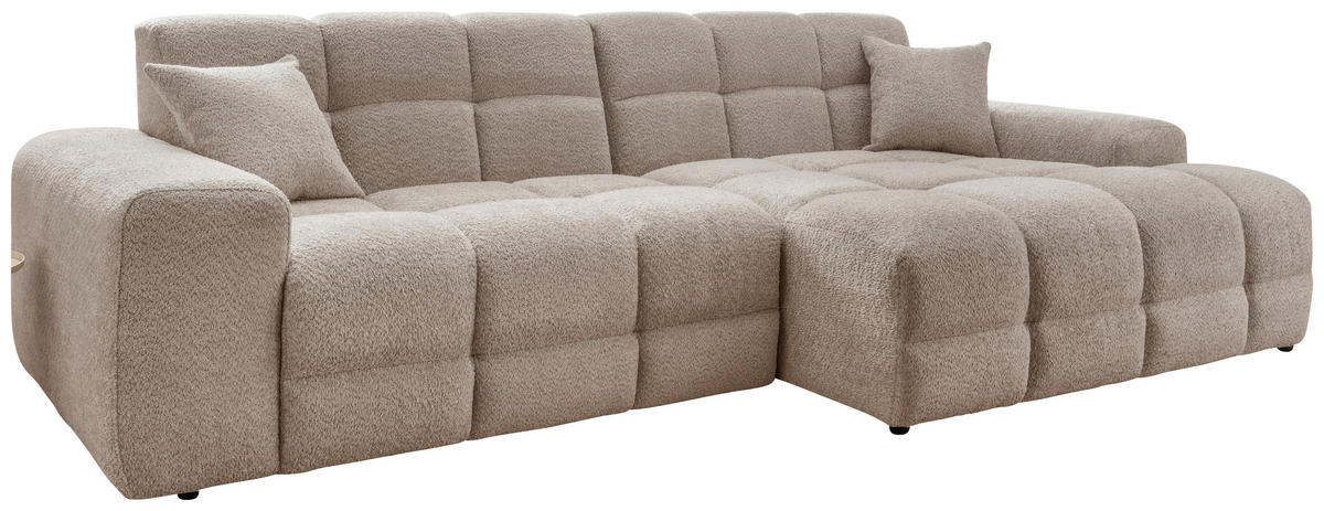 ECKSOFA in Bouclé Beige  - Beige/Schwarz, Modern, Kunststoff/Textil (301/152cm) - Livetastic
