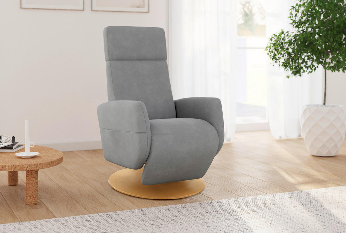 RELAXSESSEL Flachgewebe    - Eichefarben/Grau, KONVENTIONELL, Holz/Textil (71/110/82cm) - Sit & More