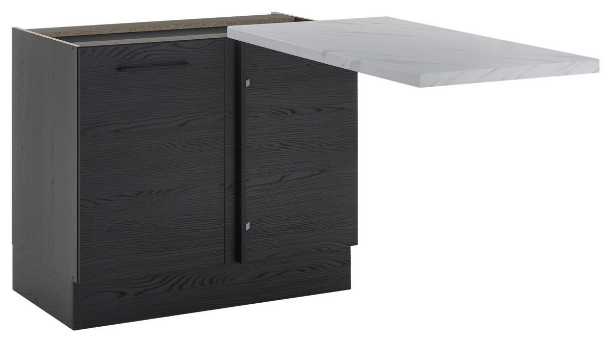 ECKUNTERSCHRANK 100/90/60 cm  in Graphitfarben  - Graphitfarben/Schwarz, Design, Holzwerkstoff/Metall (100/90/60cm) - MID.YOU