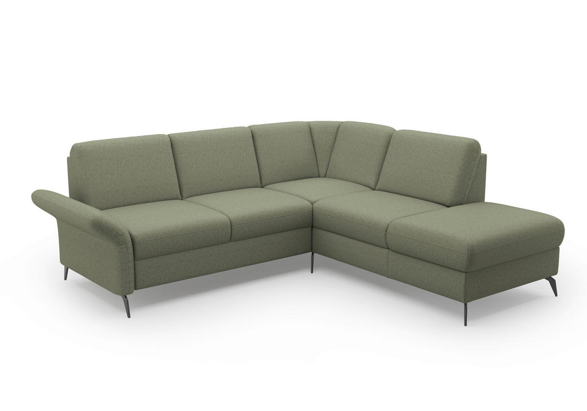 ECKSOFA ROCHELLE E Olivgrün Flachgewebe  - Schwarz/Olivgrün, KONVENTIONELL, Textil/Metall (240/216cm) - Sit & More
