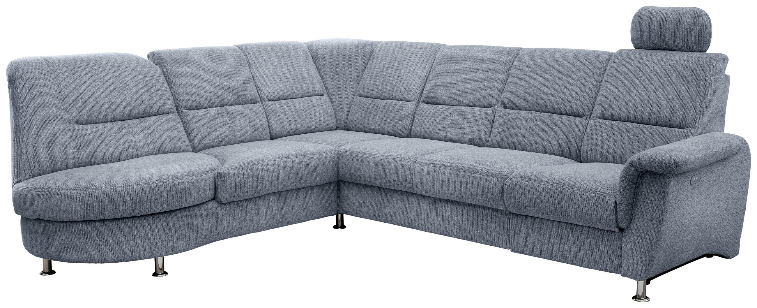 ECKSOFA in Chenille Hellblau  236/275 cm  - Chromfarben/Hellblau, MODERN, Textil/Metall (236/275cm) - Livetastic