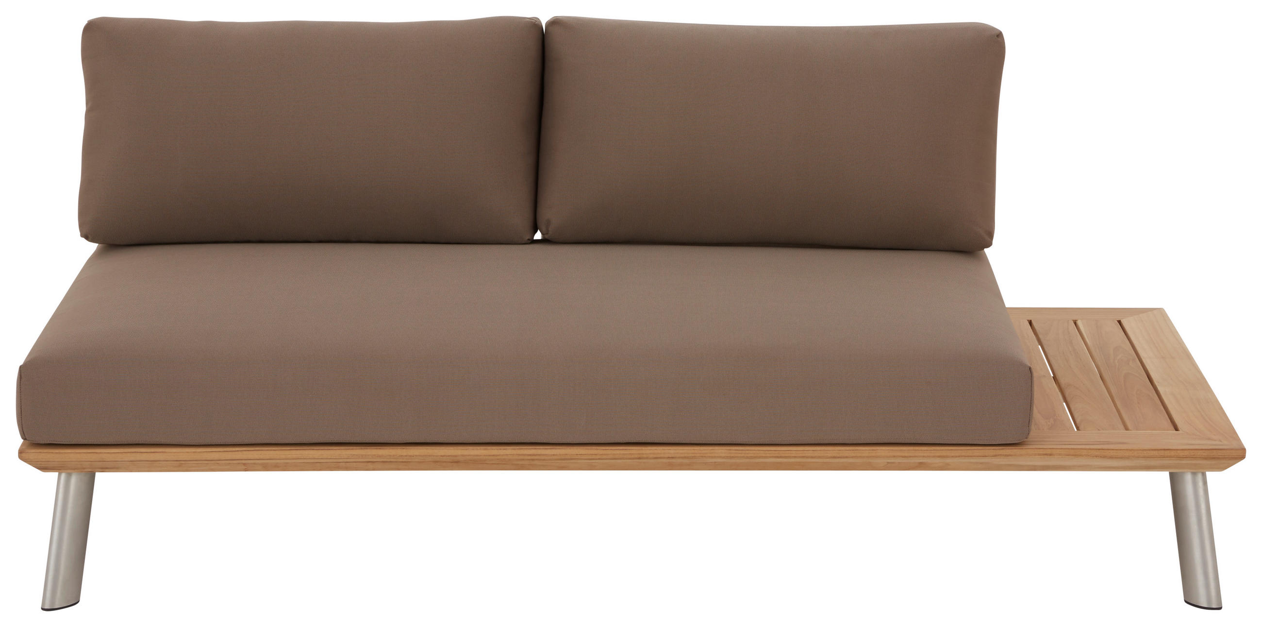 LOUNGESOFA  - Edelstahlfarben/Beige, Modern, Holz/Textil (175/75/80cm) - Amatio