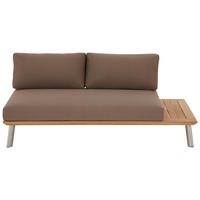 LOUNGESOFA 175/75/80 cm Teakholz Schichtholz Edelstahl  - Edelstahlfarben/Beige, Modern, Holz/Textil (175/75/80cm) - Amatio