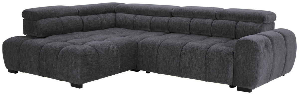 ECKSOFA inkl. Funktionen Blaugrau Webstoff  - Blaugrau/Schwarz, MODERN, Kunststoff/Textil (205/297cm) - Welnova