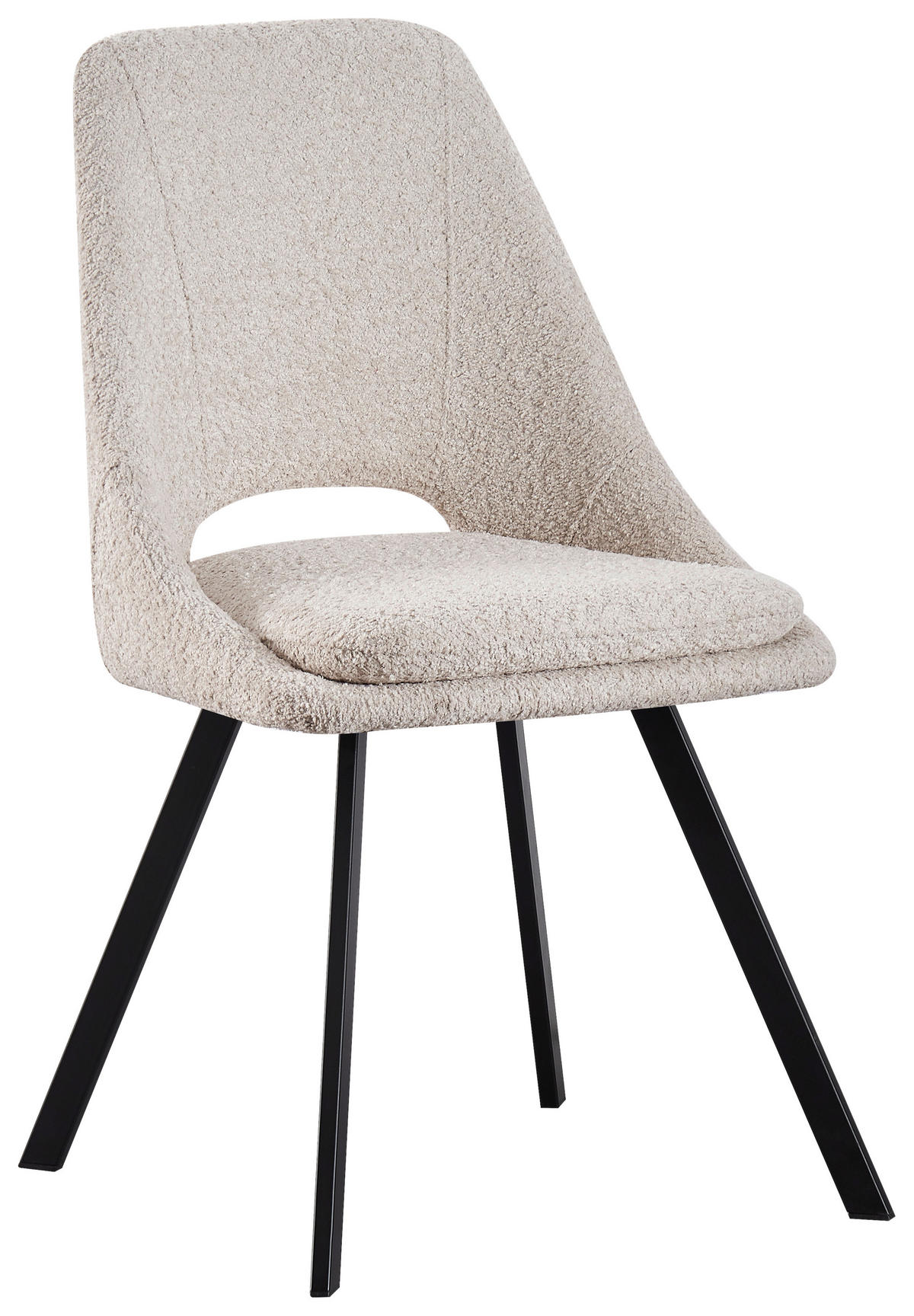 STUHL  in Eisen Teddystoff Holz, Metall, Textil  - Beige/Schwarz, MODERN, Holz/Textil (46/85,5/58cm) - MID.YOU