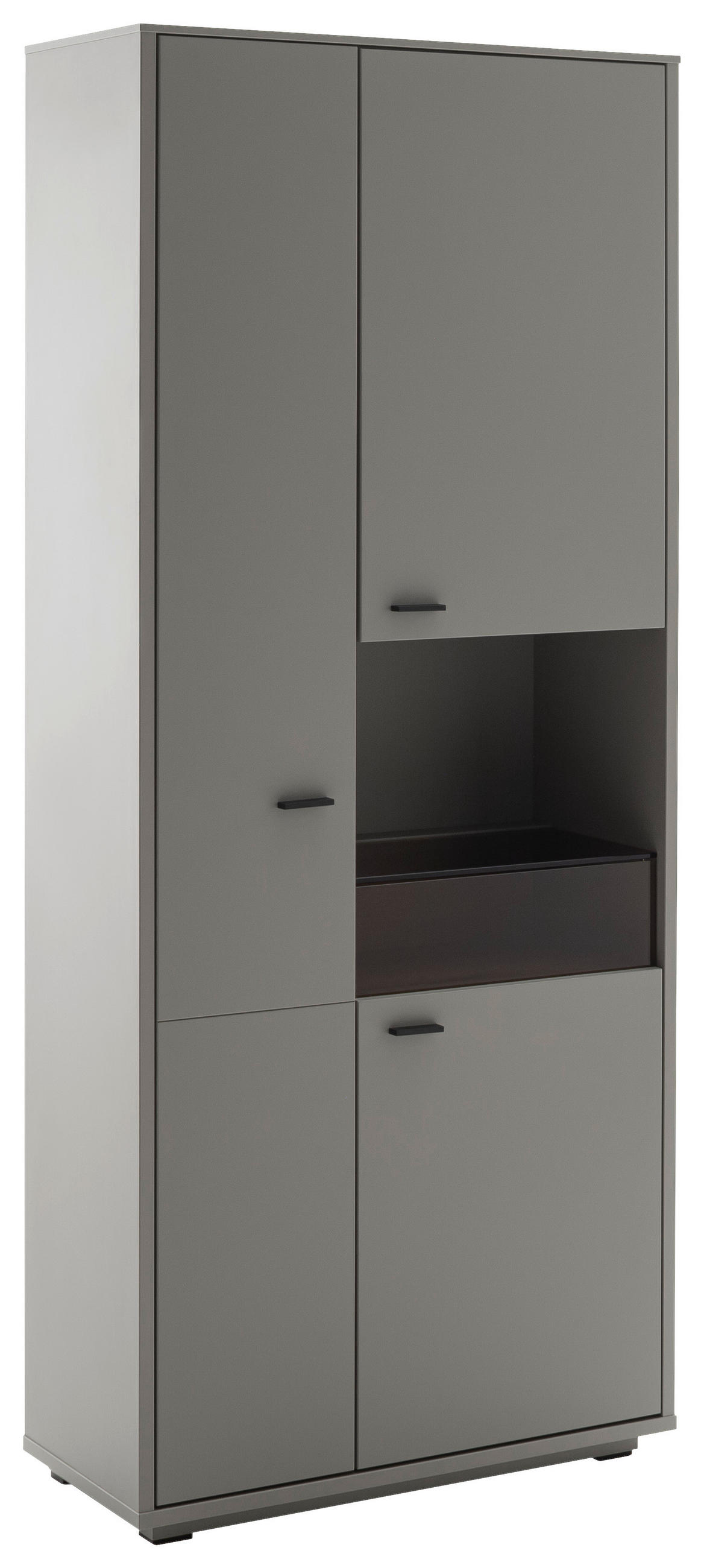 VITRINE  in Grau, Eichefarben - Eichefarben/Anthrazit, Design, Glas/Holzwerkstoff (85/200/37cm) - Stylife