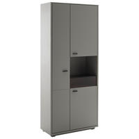 VITRINE  in Grau, Eichefarben  - Eichefarben/Anthrazit, Design, Glas/Holzwerkstoff (85/200/37cm) - Stylife